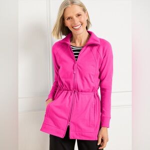 NWOT T by Talbots‎ Modal French Terry Jacket Pink Full Zip Pocket XL Active Walk